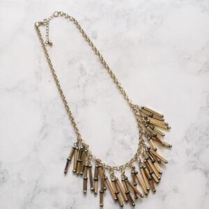 Statement Necklace Gold & Gray Beads